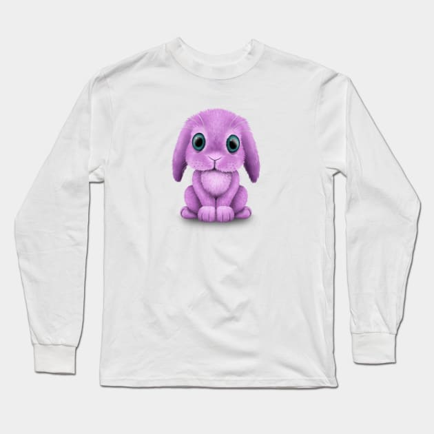 Cute Purple Baby Bunny Rabbit Long Sleeve T-Shirt by jeffbartels